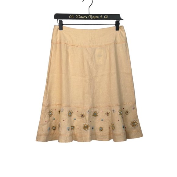 J.Jill Linen Peach Linen A-Line Skirt 4P - Picture 4 of 14
